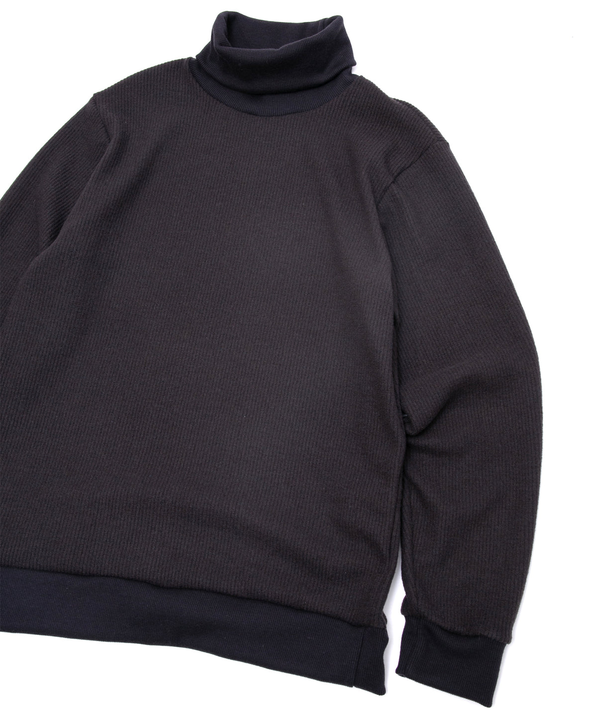 Acrylic Wool Knit Turtleneck Cut&Sew - DARK GRAY