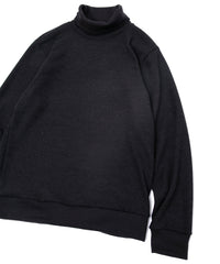 Acrylic Wool Knit Turtleneck Cut&Sew - BLACK