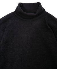 Acrylic Wool Knit Turtleneck Cut&Sew - BLACK