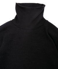 Acrylic Wool Knit Turtleneck Cut&Sew - BLACK