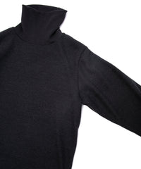 Acrylic Wool Knit Turtleneck Cut&Sew - BLACK