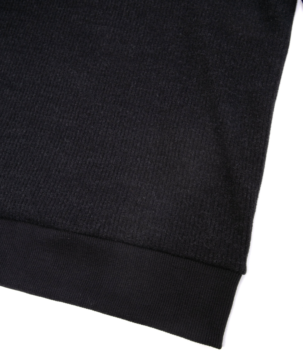 Acrylic Wool Knit Turtleneck Cut&Sew - BLACK