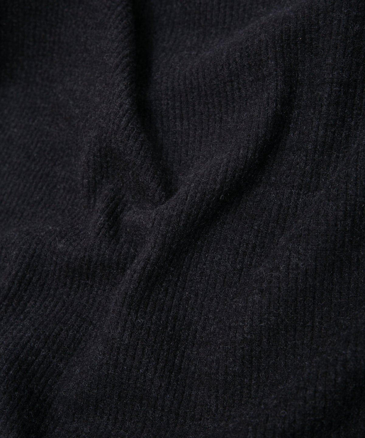 Acrylic Wool Knit Turtleneck Cut&Sew - BLACK
