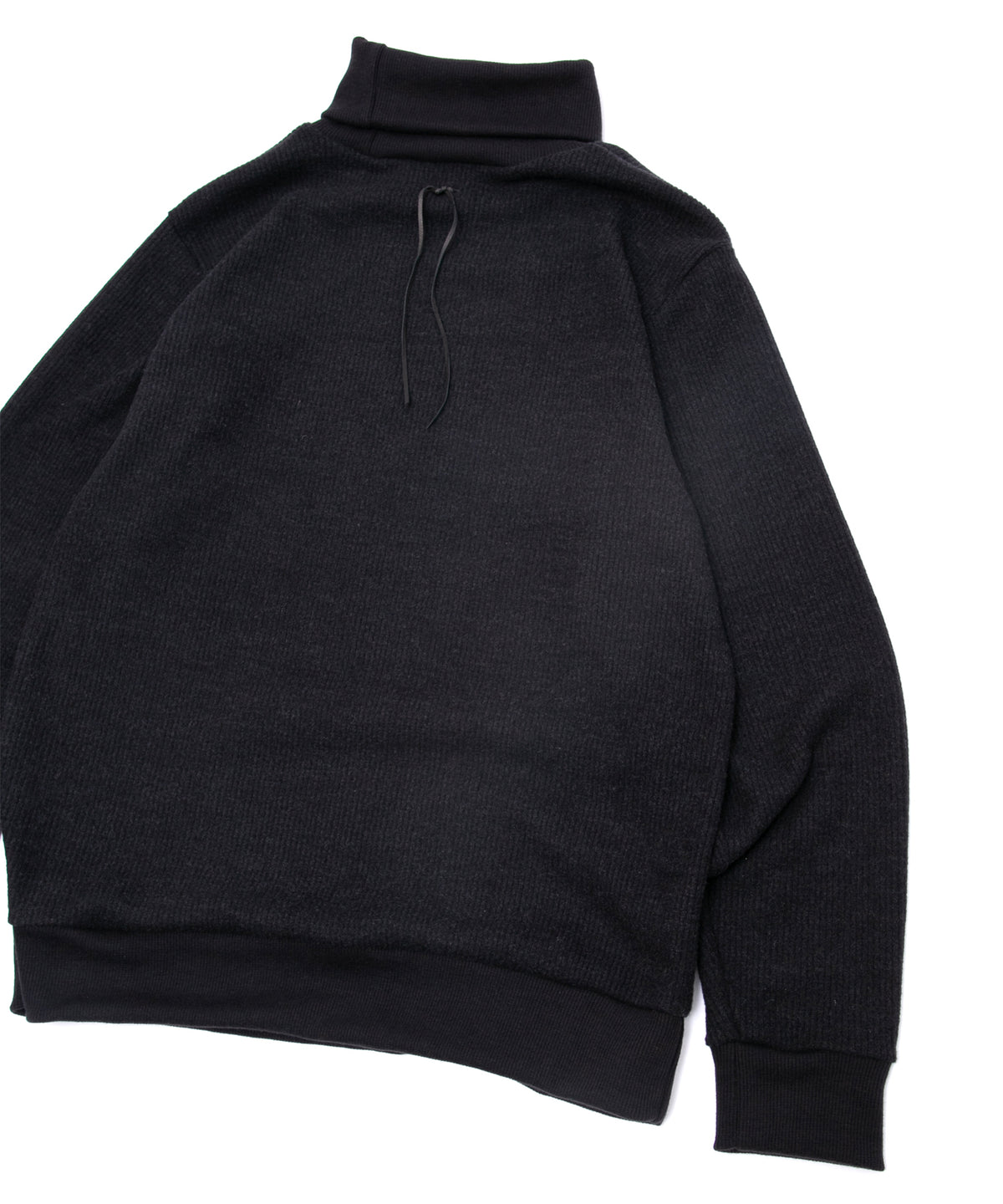 Acrylic Wool Knit Turtleneck Cut&Sew - BLACK