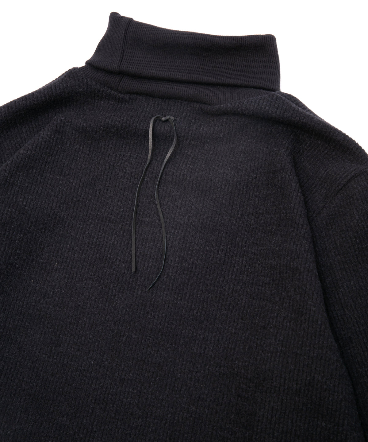 Acrylic Wool Knit Turtleneck Cut&Sew - BLACK