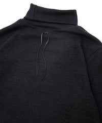 Acrylic Wool Knit Turtleneck Cut&Sew - BLACK