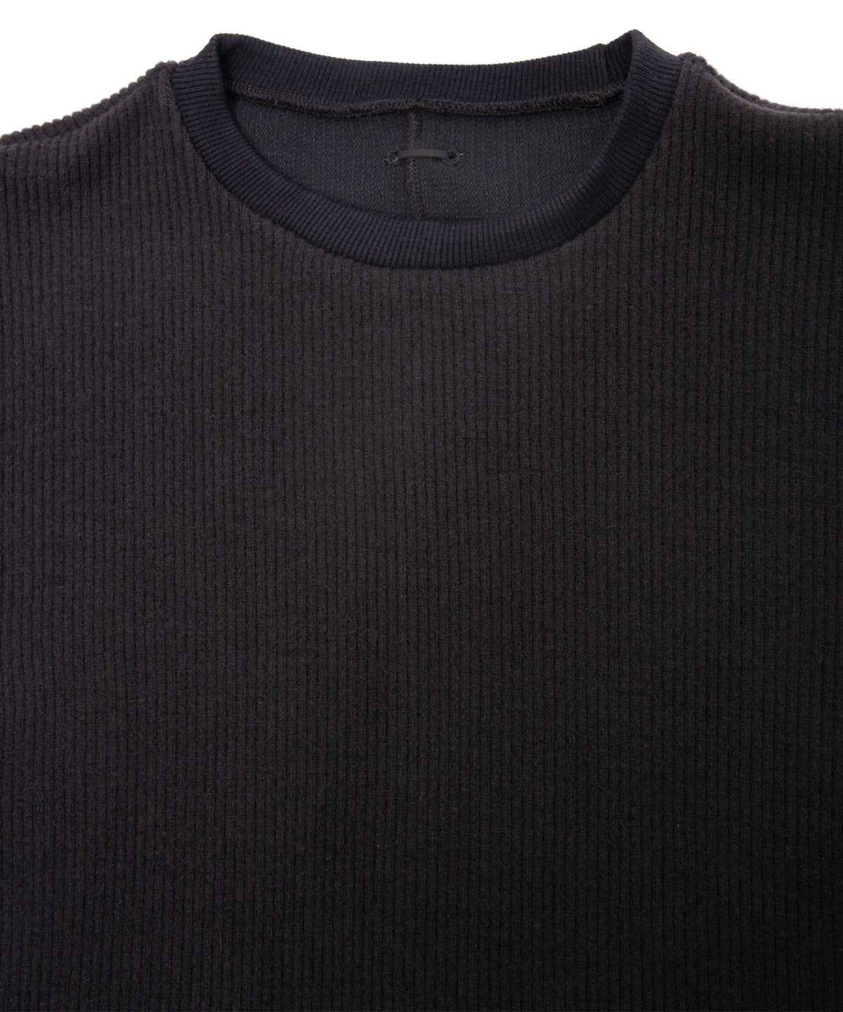 Acrylic Wool Knit Crew Neck Cut&Sew - DARK GRAY