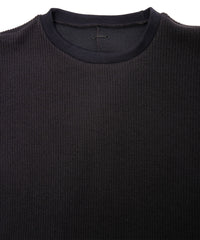 Acrylic Wool Knit Crew Neck Cut&Sew - DARK GRAY