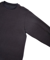 Acrylic Wool Knit Crew Neck Cut&Sew - DARK GRAY