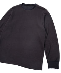Acrylic Wool Knit Crew Neck Cut&Sew - DARK GRAY