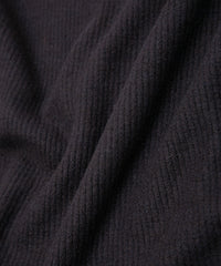 Acrylic Wool Knit Crew Neck Cut&Sew - DARK GRAY