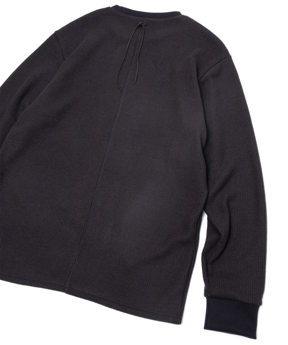 Acrylic Wool Knit Crew Neck Cut&Sew - DARK GRAY