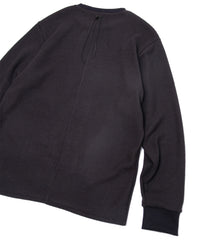 Acrylic Wool Knit Crew Neck Cut&Sew - DARK GRAY