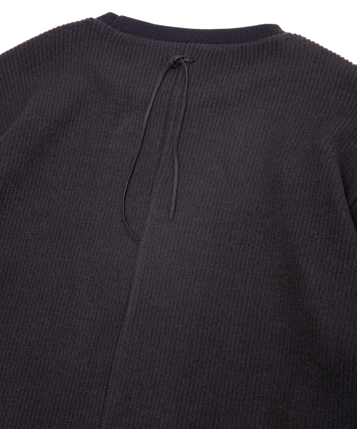 Acrylic Wool Knit Crew Neck Cut&Sew - DARK GRAY