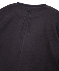 Acrylic Wool Knit Crew Neck Cut&Sew - DARK GRAY