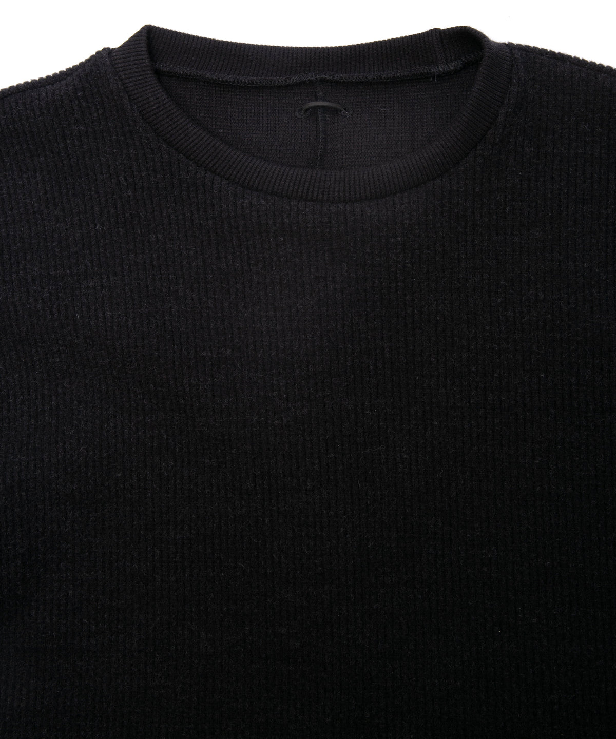Acrylic Wool Knit Crew Neck Cut&Sew - BLACK