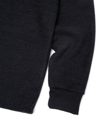 Acrylic Wool Knit Crew Neck Cut&Sew - BLACK