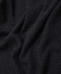 Acrylic Wool Knit Crew Neck Cut&Sew - BLACK