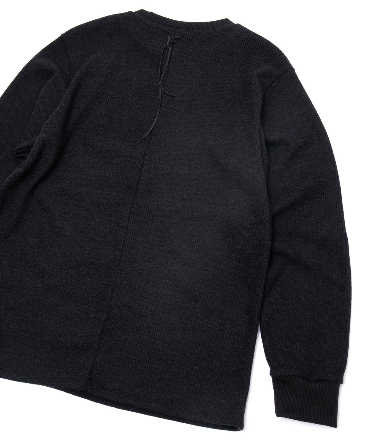 Acrylic Wool Knit Crew Neck Cut&Sew - BLACK