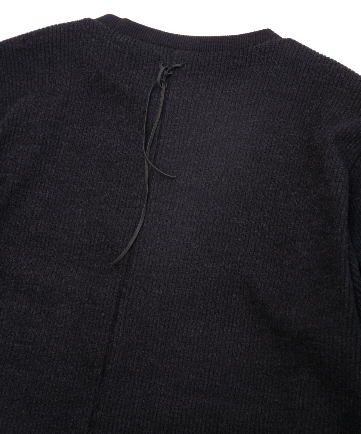 Acrylic Wool Knit Crew Neck Cut&Sew - BLACK