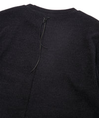 Acrylic Wool Knit Crew Neck Cut&Sew - BLACK