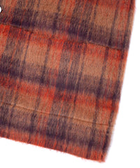 アルパカ混ウール シャギー チェック ミドル カーディガン - BROWN