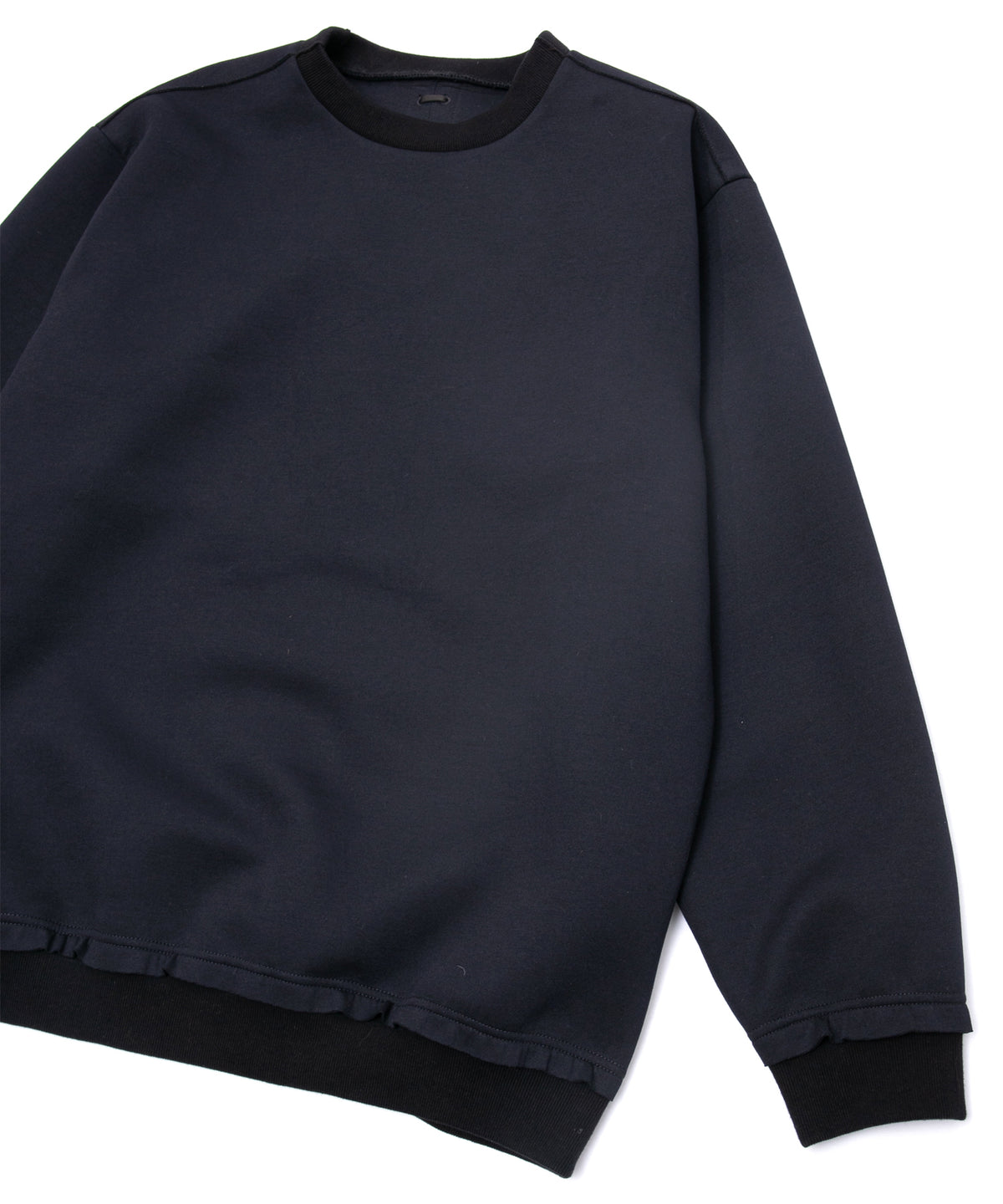 スリーレイヤー ダンボールニット クルーネック スウェット - BLACK