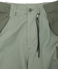 コットン ハイカウント チノクロス カーゴパンツ - OLIVE