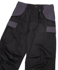 コットン ハイカウント チノクロス カーゴパンツ - BLACK