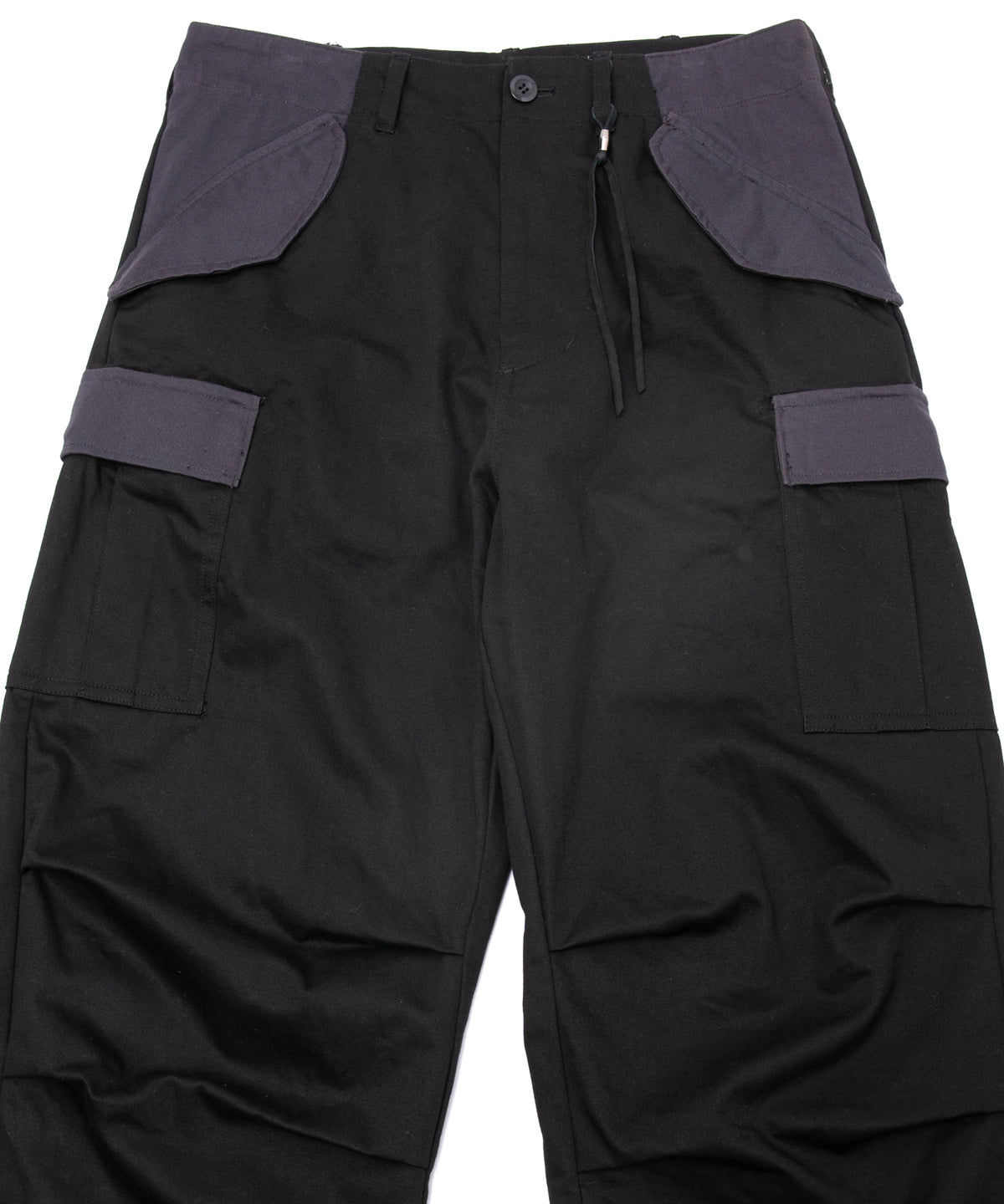 コットン ハイカウント チノクロス カーゴパンツ - BLACK