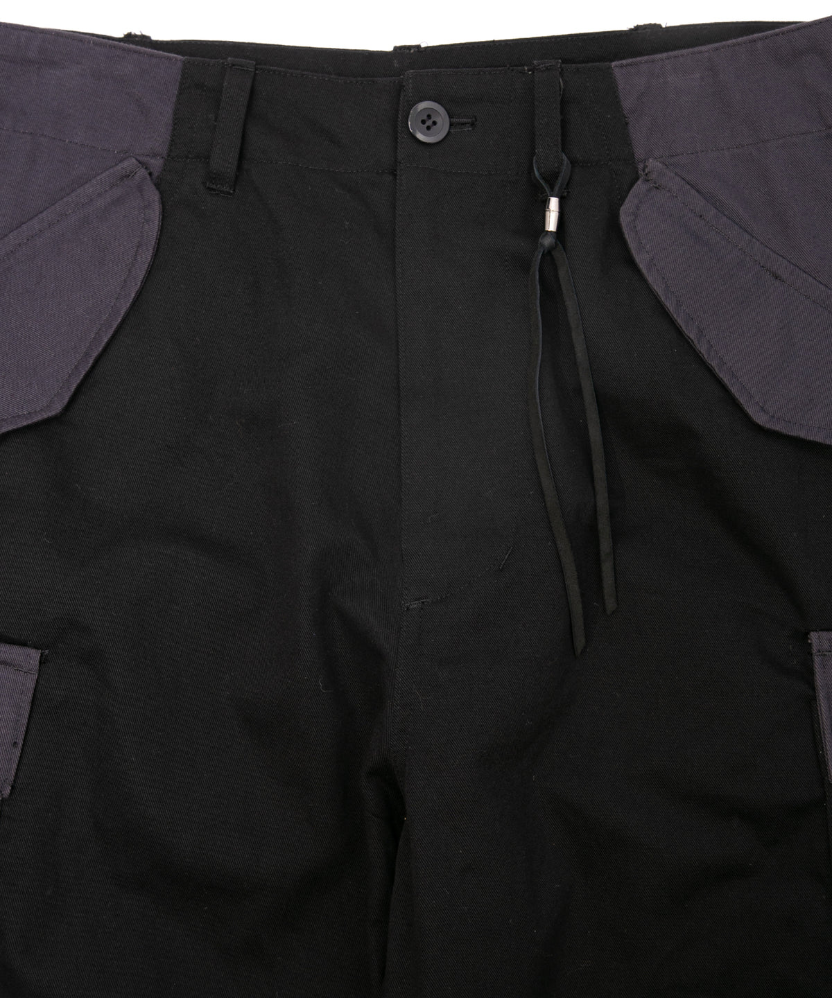 コットン ハイカウント チノクロス カーゴパンツ - BLACK