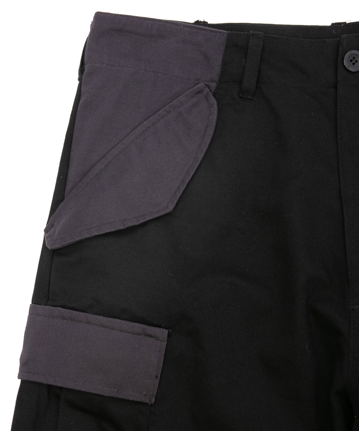 コットン ハイカウント チノクロス カーゴパンツ - BLACK