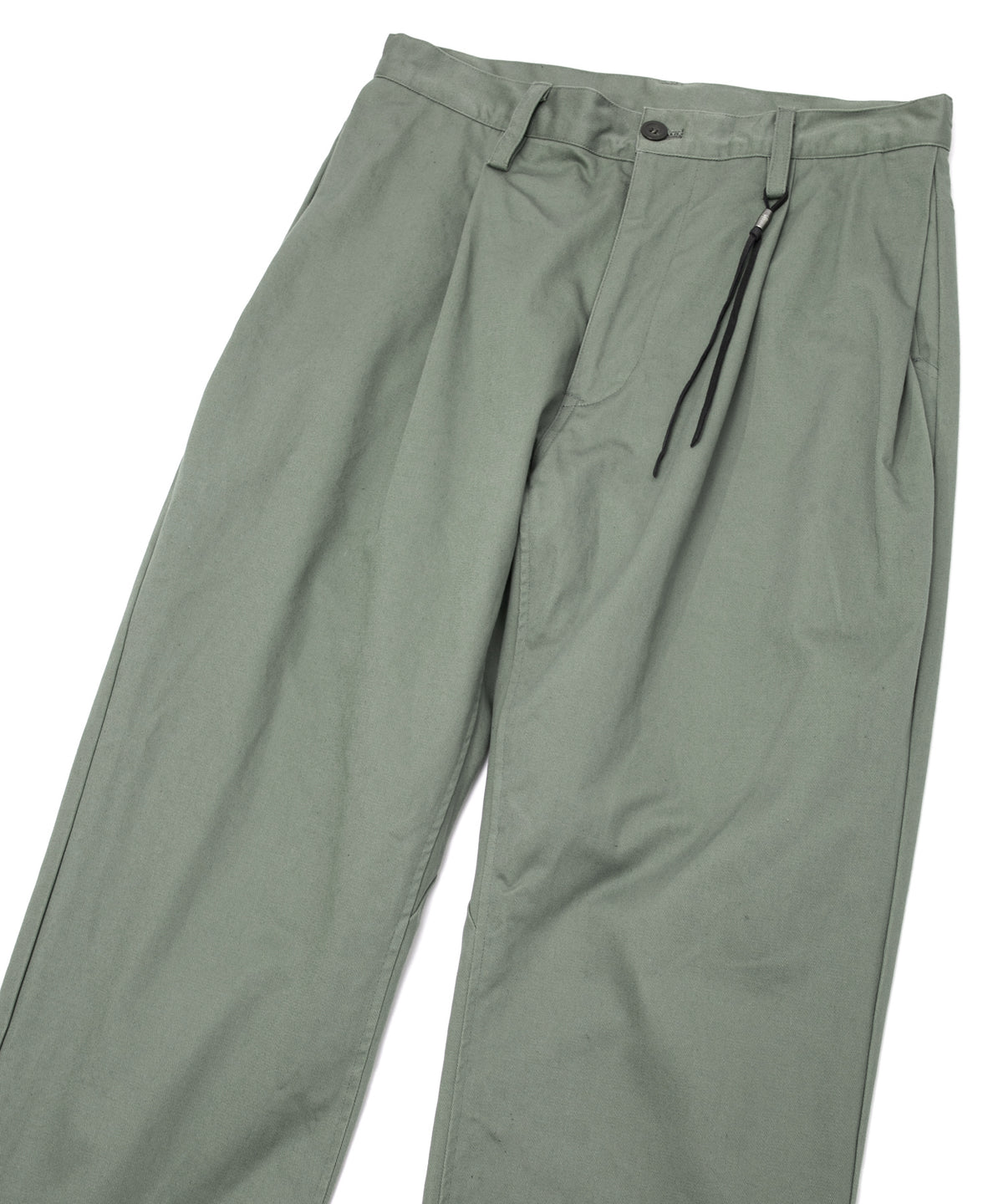 コットン ハイカウント チノクロス ワイドテーパードパンツ - OLIVE