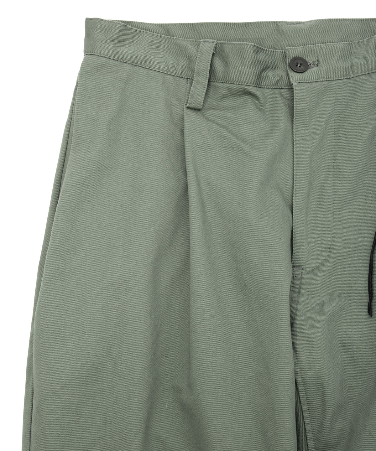 コットン ハイカウント チノクロス ワイドテーパードパンツ - OLIVE