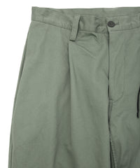 コットン ハイカウント チノクロス ワイドテーパードパンツ - OLIVE