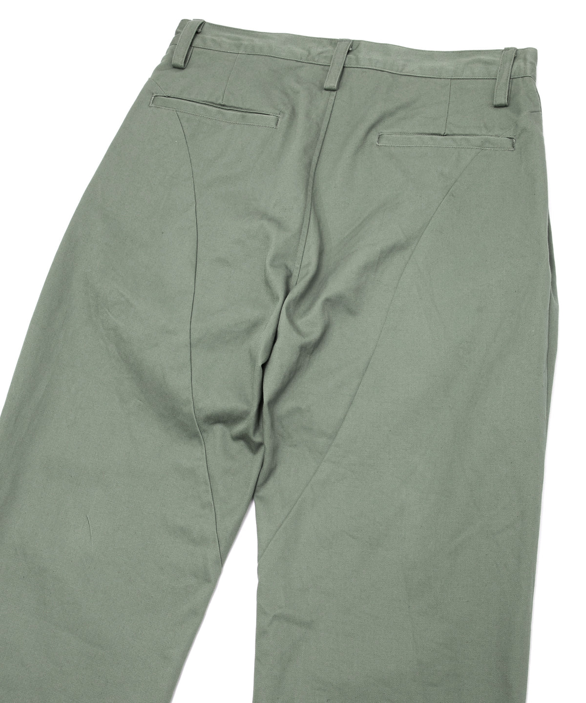コットン ハイカウント チノクロス ワイドテーパードパンツ - OLIVE