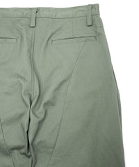 コットン ハイカウント チノクロス ワイドテーパードパンツ - OLIVE