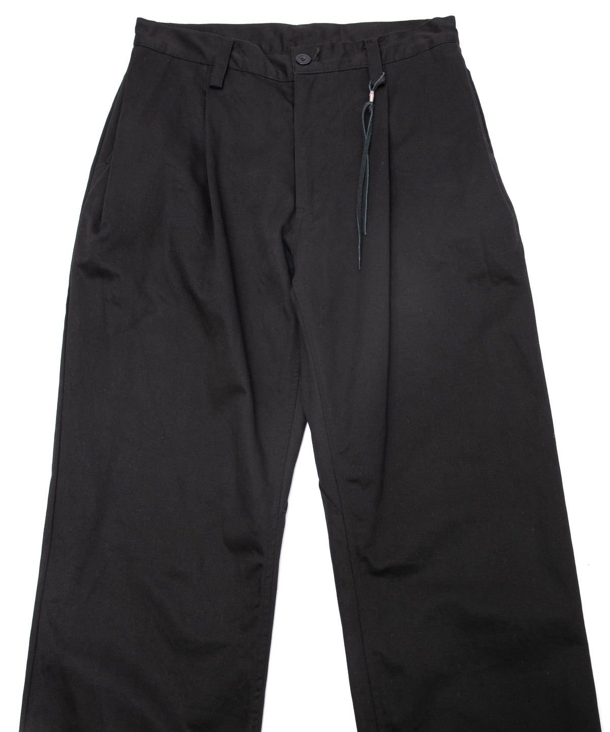 コットン ハイカウント チノクロス ワイドテーパードパンツ - BLACK