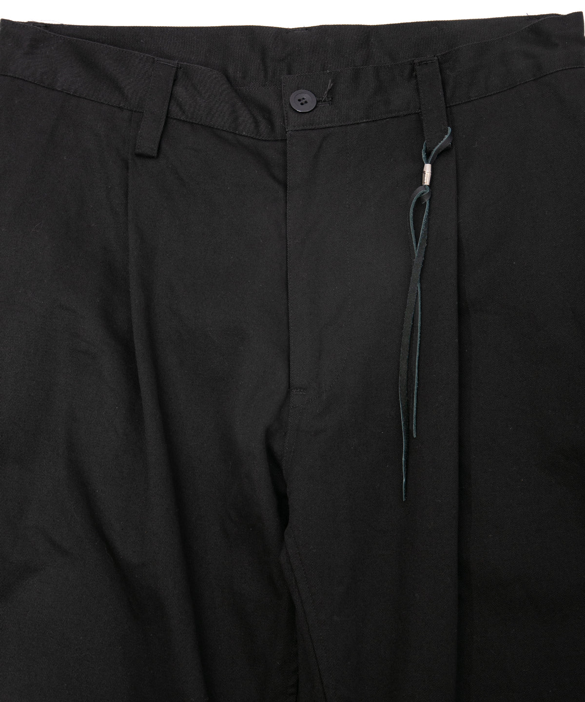 コットン ハイカウント チノクロス ワイドテーパードパンツ - BLACK