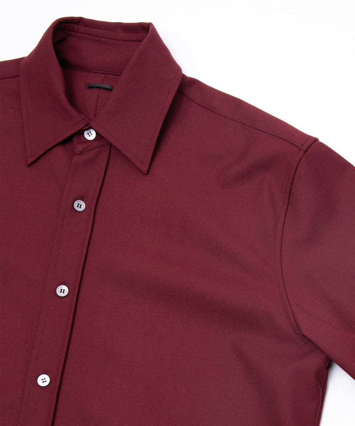 ウォッシャブル ウールレーヨンポリ ツイル ドレスシャツ - BURGUNDY