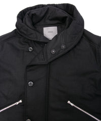 カシミア混 ストレッチ リサイクルウール ツイル 高機能中綿フライトジャケット - BLACK