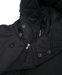 カシミア混 ストレッチ リサイクルウール ツイル 高機能中綿フライトジャケット - BLACK