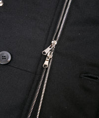 カシミア混 ストレッチ リサイクルウール ツイル 高機能中綿フライトジャケット - BLACK