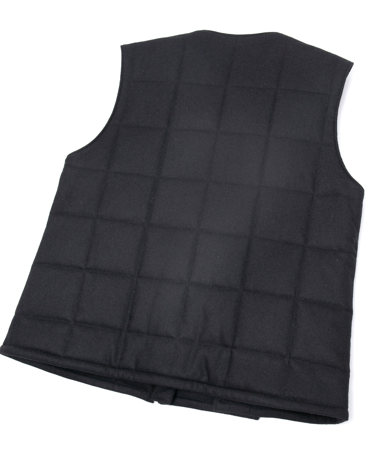 カシミア混 ストレッチ リサイクルウール ツイル 高機能中綿トラックベスト - BLACK