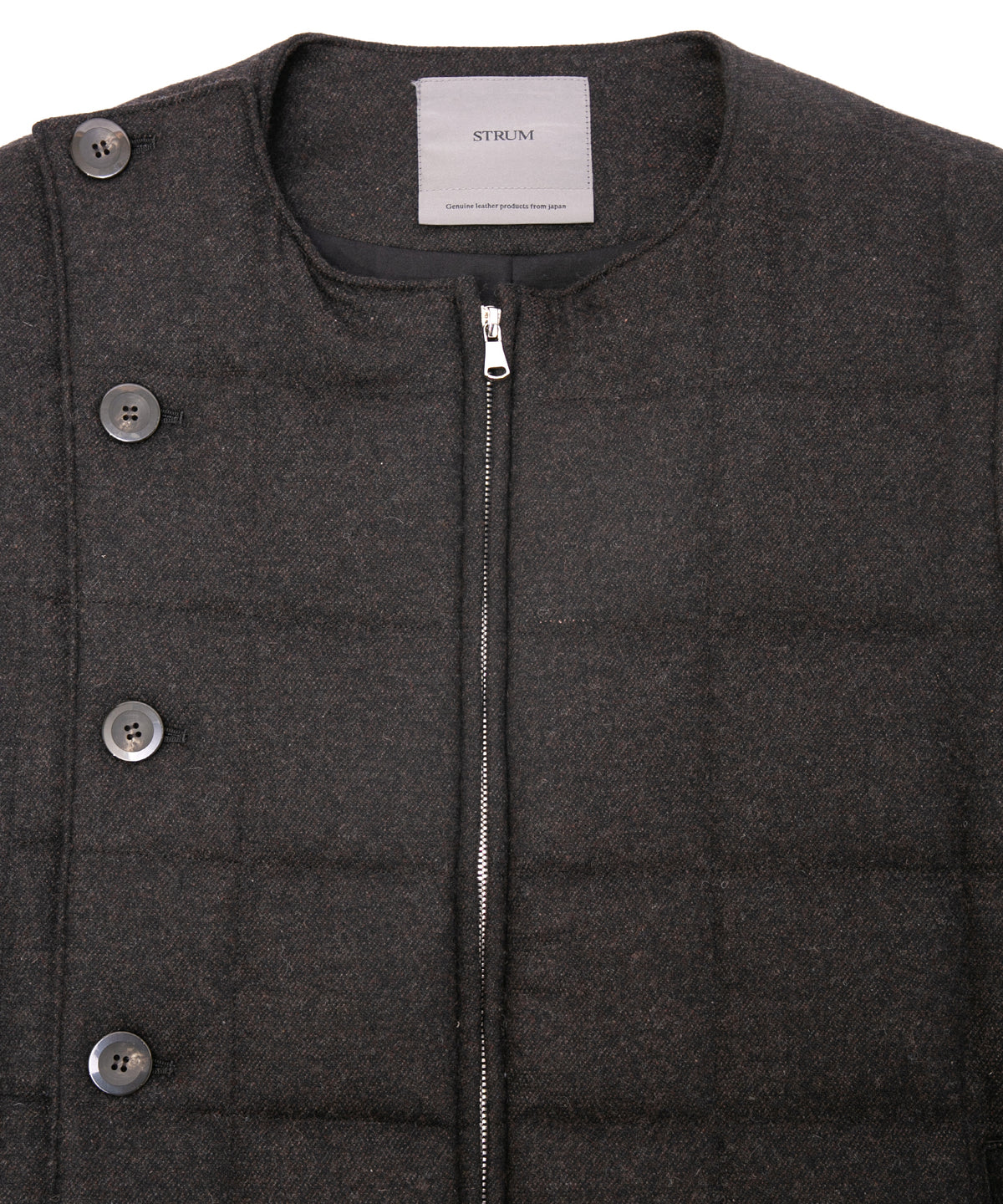 カシミア混 ストレッチ リサイクルウール ツイル 高機能中綿トラックベスト - BROWN