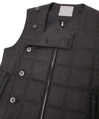 カシミア混 ストレッチ リサイクルウール ツイル 高機能中綿トラックベスト - BROWN