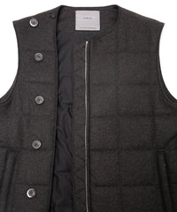 カシミア混 ストレッチ リサイクルウール ツイル 高機能中綿トラックベスト - BROWN