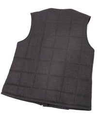 カシミア混 ストレッチ リサイクルウール ツイル 高機能中綿トラックベスト - BROWN