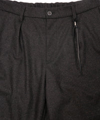 カシミア混 ストレッチ リサイクルウール ツイル バレル ワイド パンツ - BROWN