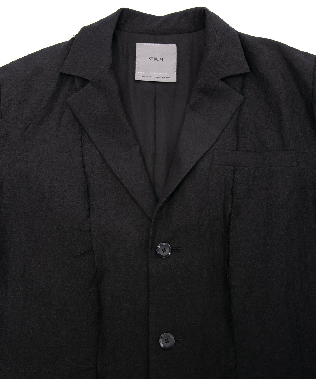 ウールリネンギャバジン ワッシャー チェスターロングコート - BLACK